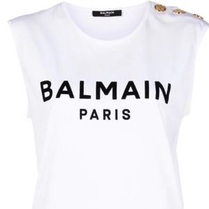 NWT white balmain Paris authentic tank top blouse size large